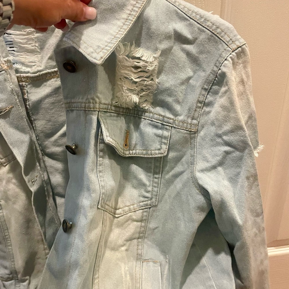 Light Blue Distressed Denim Jacket